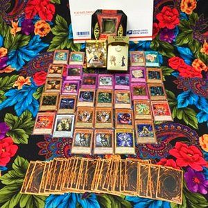 VINTAGE YU-GI-OH HOLO CARDS LOT COLLECTIBLE TINS YUGIOH KONAMI DAMAGED AS IS